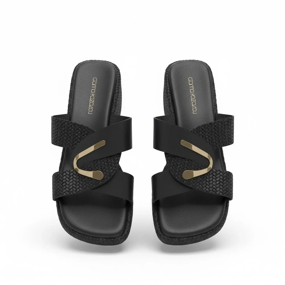 Gianna Kazakou Handmade Greek Black Leather Sandals – Size 40 (Never Worn) - Picture 2 of 8